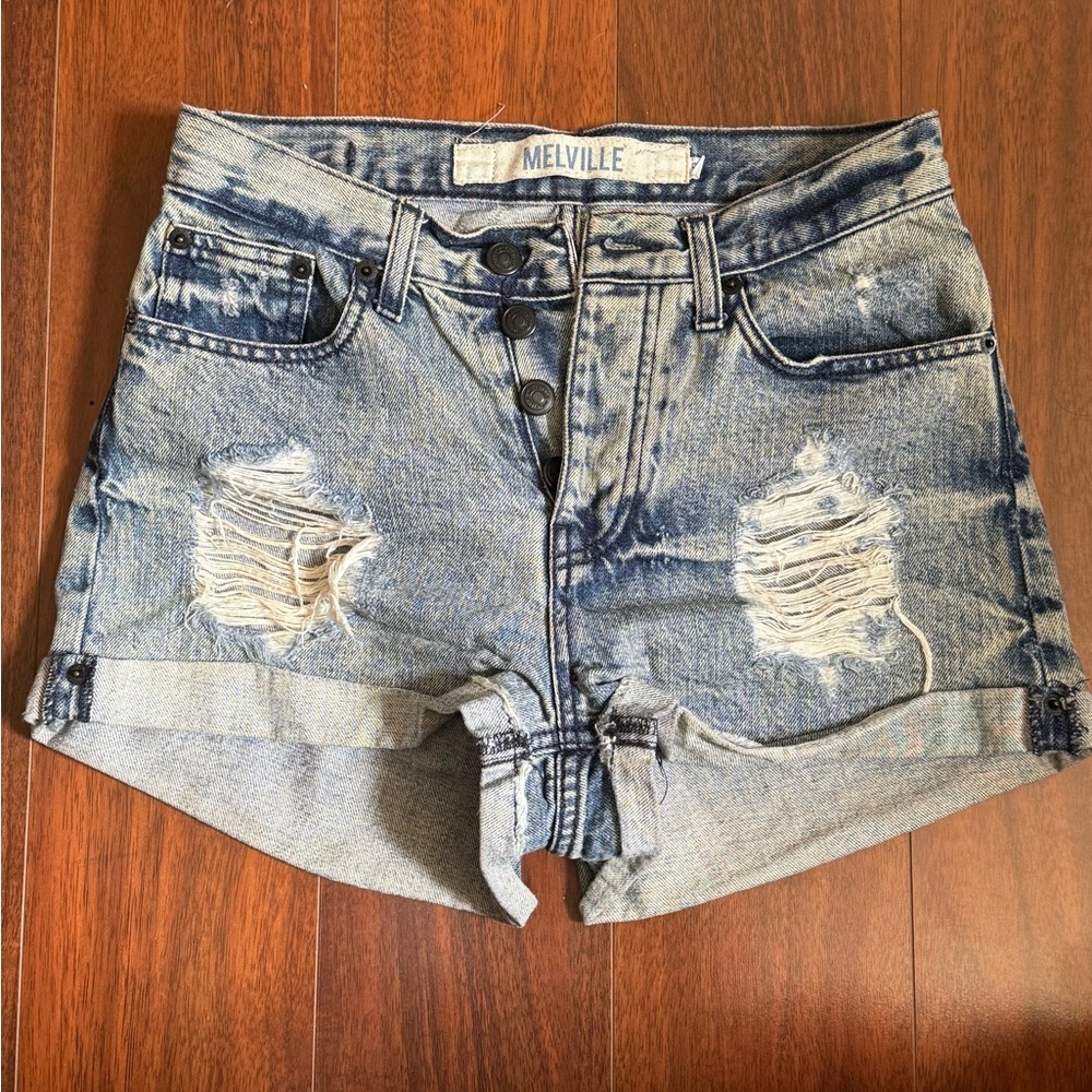Brandy Melville Light Blue Distressed Jean Shorts